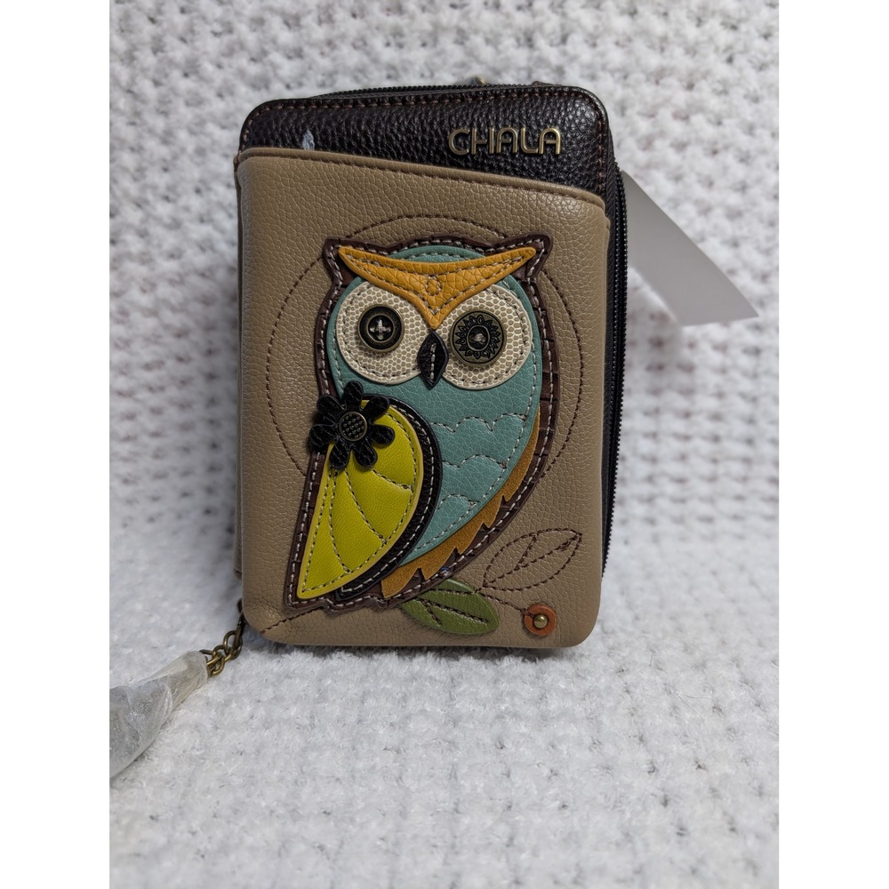 Chala Owl Convertible Crossbody Wallet‎ Taupe Vegan Leather 850OLA3 NEW